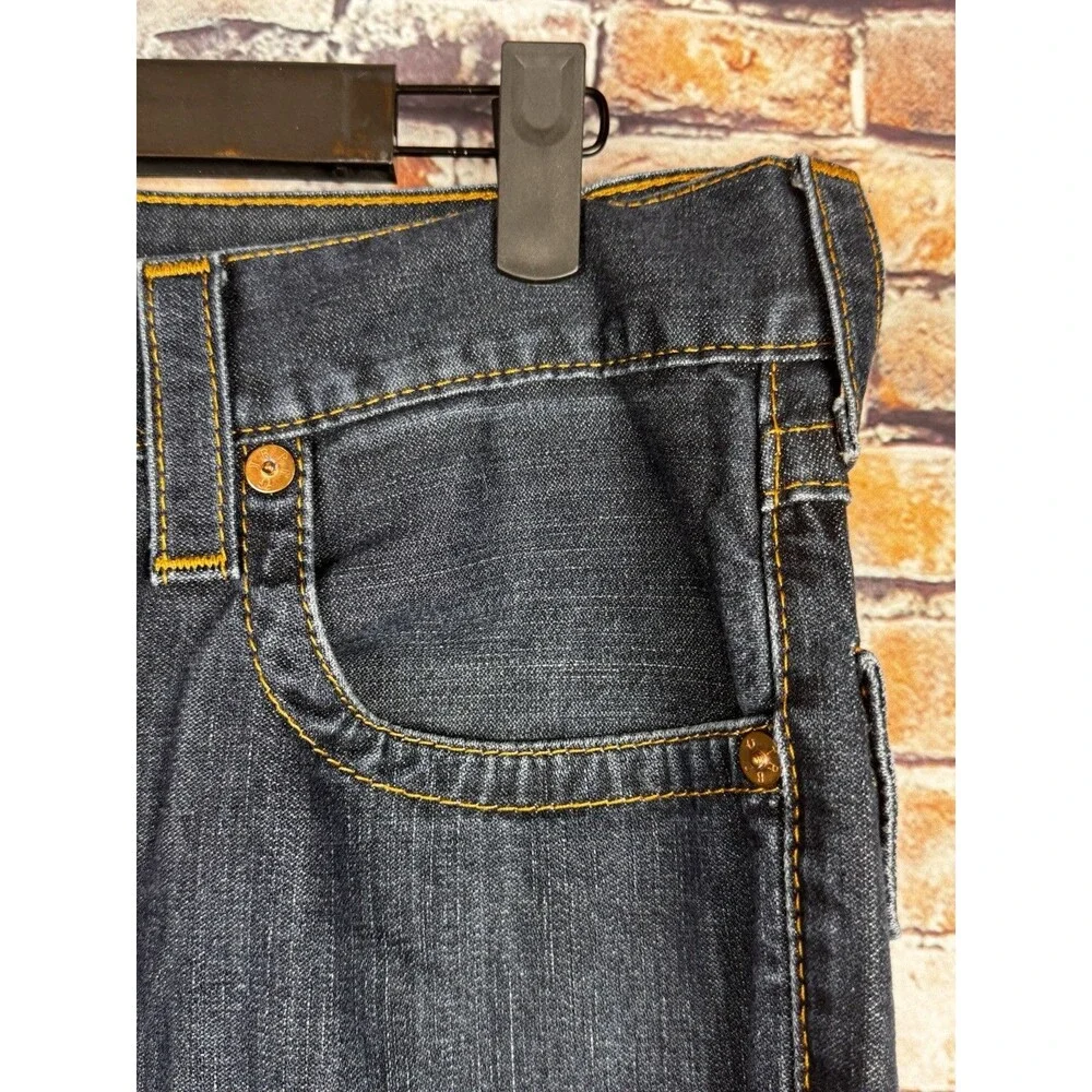 True Religion Straight Flap Red Orange Stitcing Men's Jeans 33